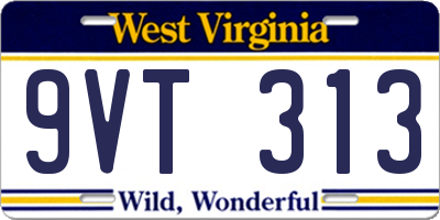 WV license plate 9VT313