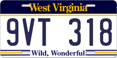 WV license plate 9VT318