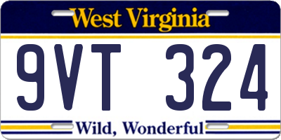 WV license plate 9VT324
