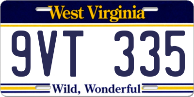 WV license plate 9VT335