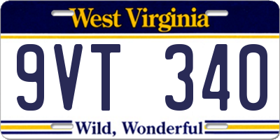 WV license plate 9VT340
