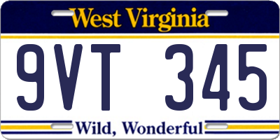 WV license plate 9VT345