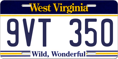 WV license plate 9VT350