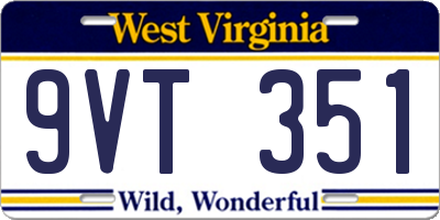 WV license plate 9VT351
