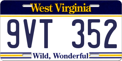WV license plate 9VT352