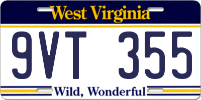 WV license plate 9VT355