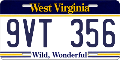 WV license plate 9VT356