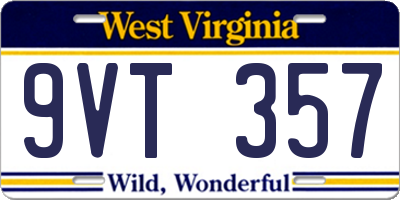 WV license plate 9VT357