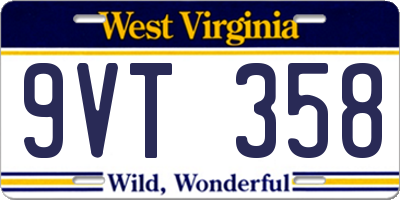 WV license plate 9VT358