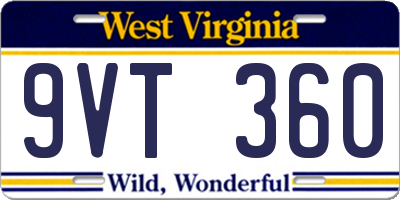 WV license plate 9VT360