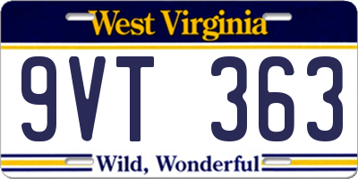 WV license plate 9VT363