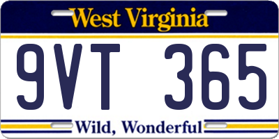 WV license plate 9VT365