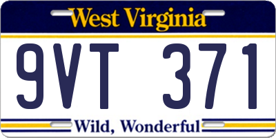 WV license plate 9VT371