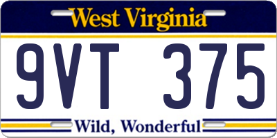 WV license plate 9VT375