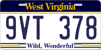 WV license plate 9VT378