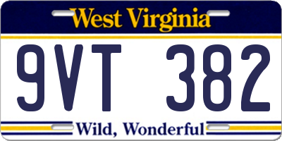 WV license plate 9VT382