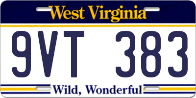 WV license plate 9VT383