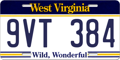 WV license plate 9VT384