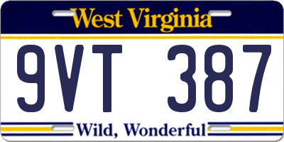 WV license plate 9VT387