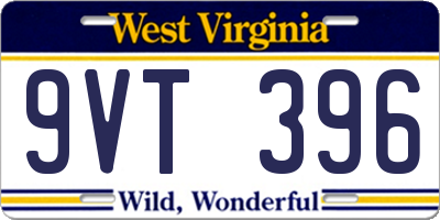 WV license plate 9VT396