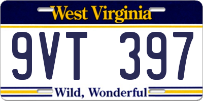 WV license plate 9VT397