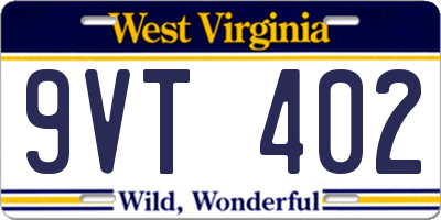 WV license plate 9VT402