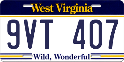 WV license plate 9VT407