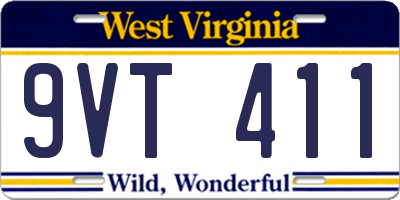 WV license plate 9VT411