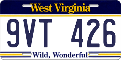 WV license plate 9VT426