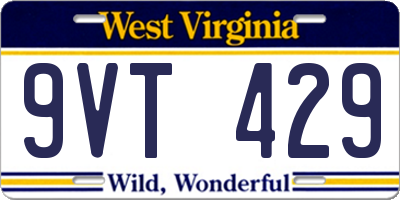 WV license plate 9VT429
