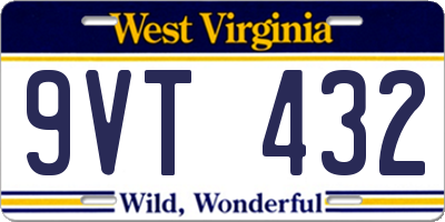 WV license plate 9VT432