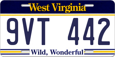 WV license plate 9VT442