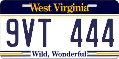 WV license plate 9VT444
