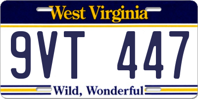 WV license plate 9VT447