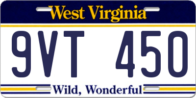 WV license plate 9VT450