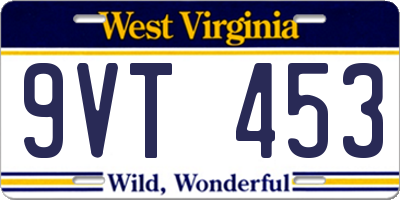 WV license plate 9VT453