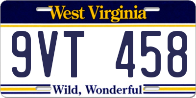 WV license plate 9VT458