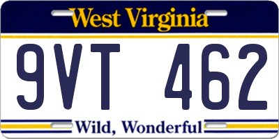WV license plate 9VT462