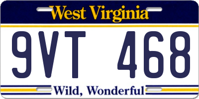 WV license plate 9VT468