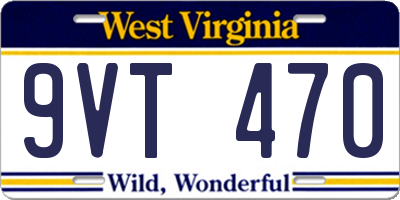 WV license plate 9VT470