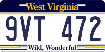 WV license plate 9VT472