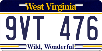 WV license plate 9VT476