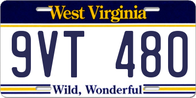 WV license plate 9VT480