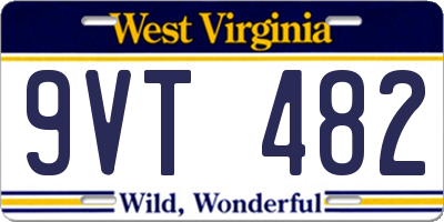 WV license plate 9VT482
