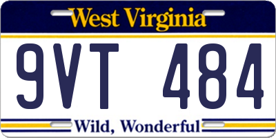 WV license plate 9VT484