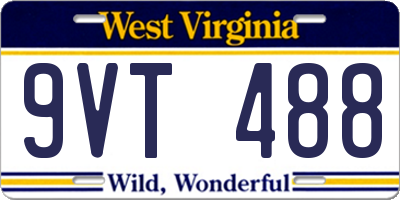 WV license plate 9VT488