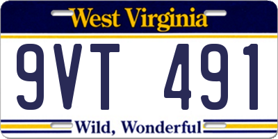 WV license plate 9VT491