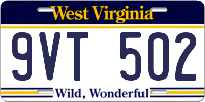 WV license plate 9VT502