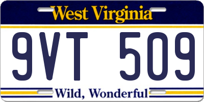 WV license plate 9VT509
