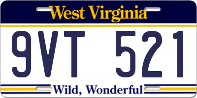WV license plate 9VT521
